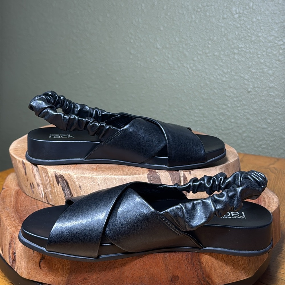 NORDSTROM RACK ELASTIC RUCHE SLING BACK SANDALS - Picture 4 of 12